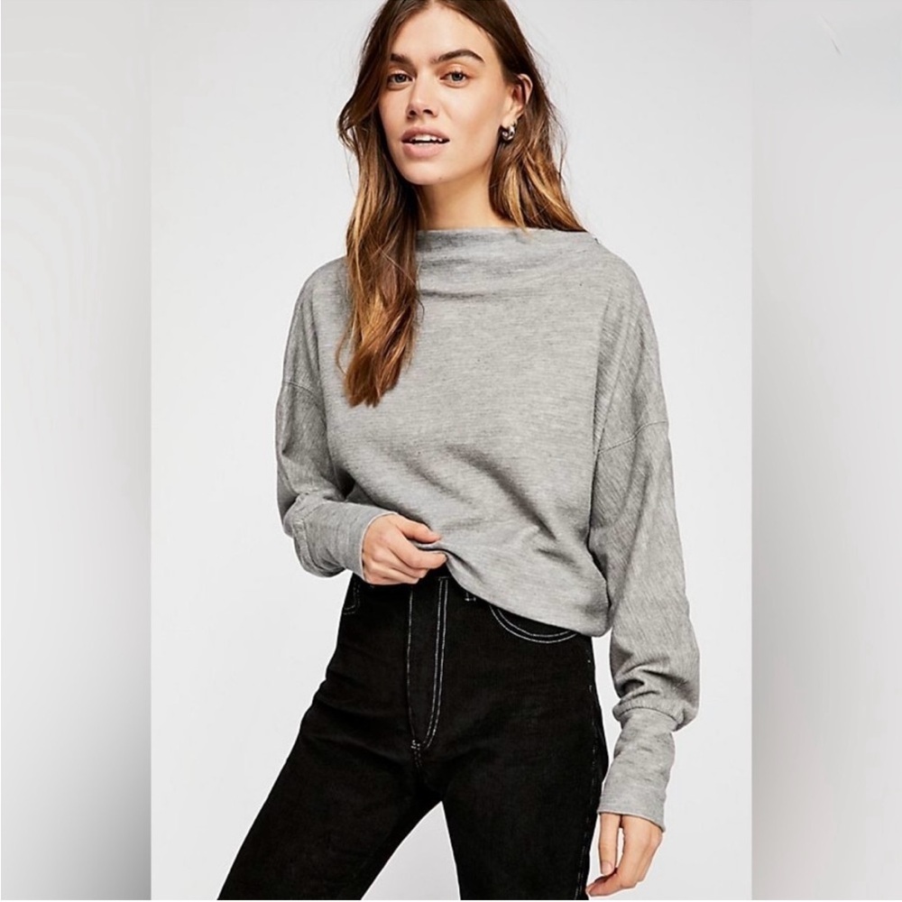 We The Free Grey Nikala Boat Neck Zipper Dolman Sweater Size Small - Picture 2 of 9